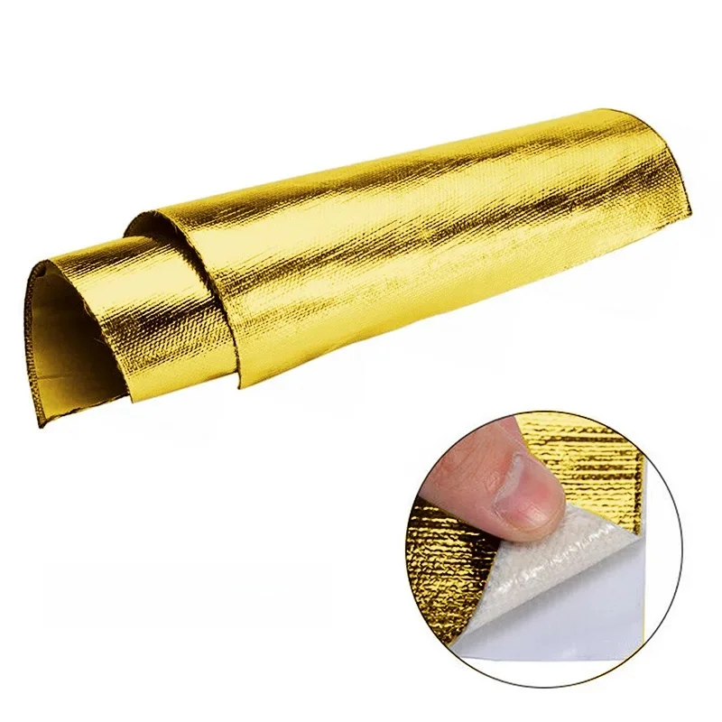 Goud Glasvezel Warmte-isolatietape Brandwerende Weerstand tegen hoge temperaturen Beschermfolie Geluidsschild Doek Auto-accessoires - afbeelding 2