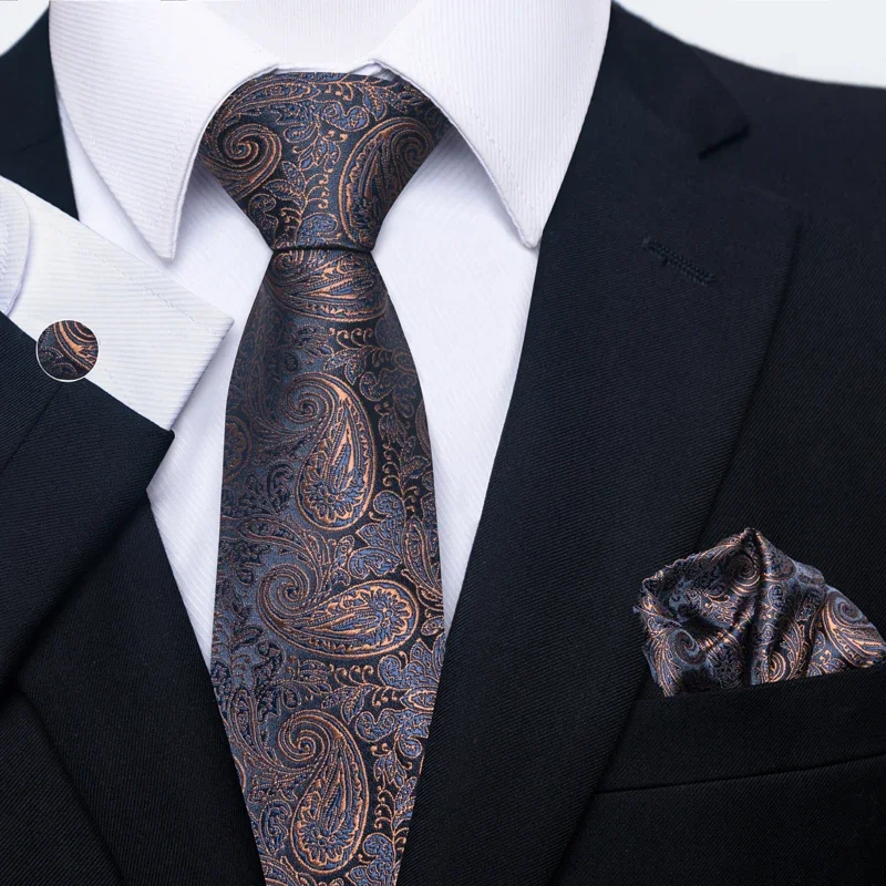 Marka Moda 8 cm Krawat Kieszonkowe Kwadraty Zestaw Prezent ślubny Krawat Garnitur Akcesoria Dopasuj Formalne przyjęcie Prezent świąteczny — 2