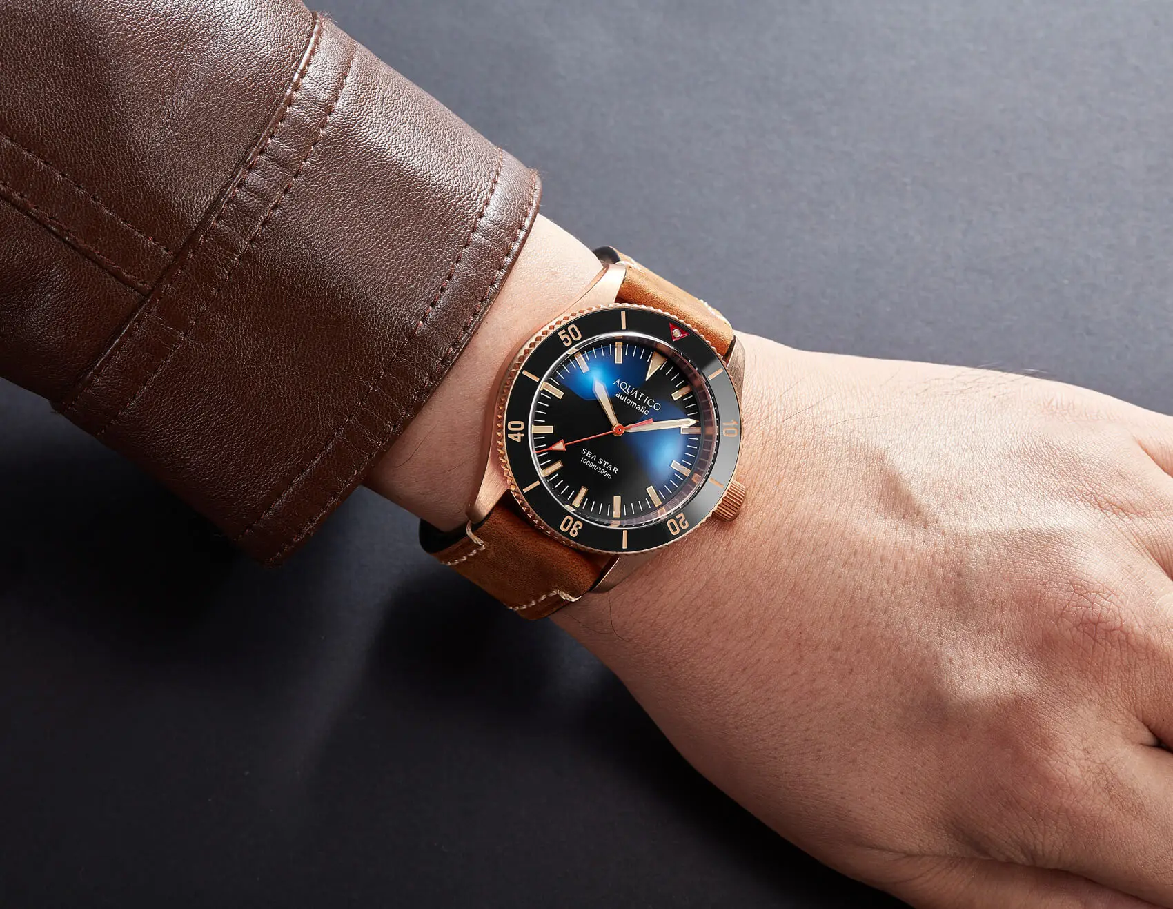 Aquatico Bronze Sea Star Black Dial Watch (NH35 No Date)