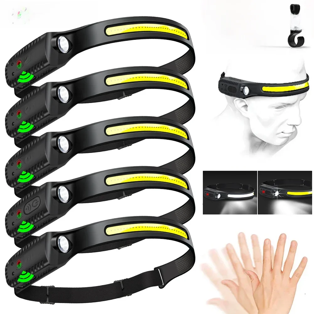 Sensor Scheinwerfer LED Kopf Taschenlampe wiederauf ladbare Scheinwerfer Stirn lampe eingebaute