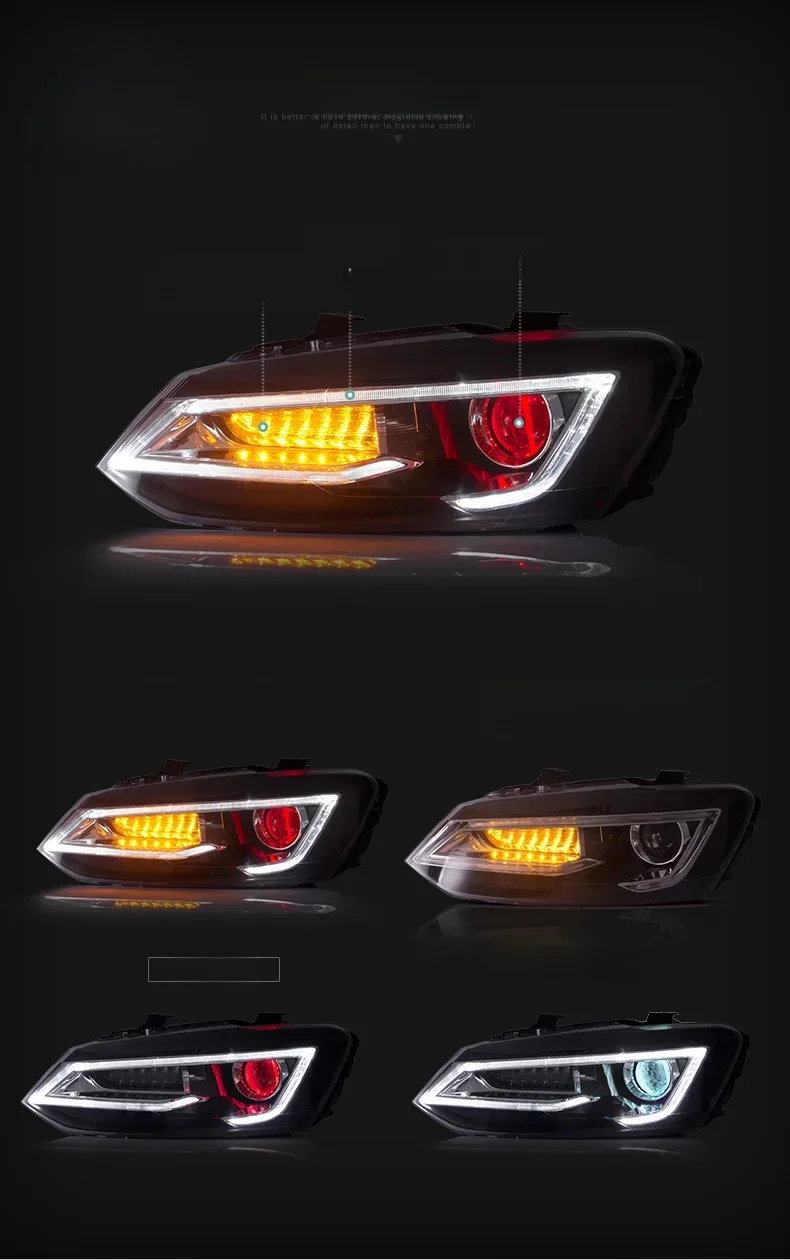 Car Styling montaż reflektorów samochodowych dla Volkswagen VW Polo mk5 2011-2017 latarka czołowa LED Car Tuning Light Parts Plug And Play — zdjęcie 2