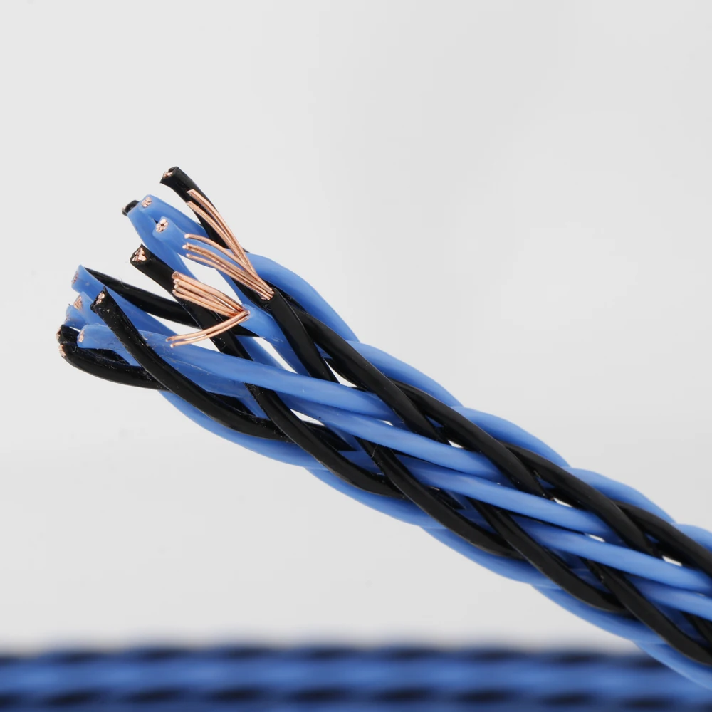 L307 HiFi czarno-niebieski 8TC 16-żyłowy kabel skrętny OCC drut miedziany HIFI audio wzmacniacz głośnikowy gramofon odtwarzacz CD drut masowy