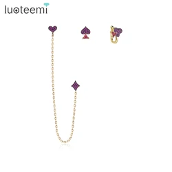 LUOTEEMI 3pcs Small Heart Earring Sets for Women Non-Piercing Ear Clip Earrings For Women Simple Fake Cartilage Ear Cuff Jewelry