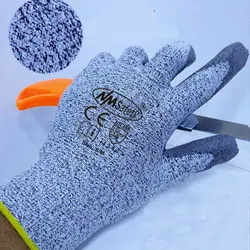 NMSafety Brand 4 Pairs Of HPPE fiber level 5 Palm Coated PU Knife Resistant Gloves