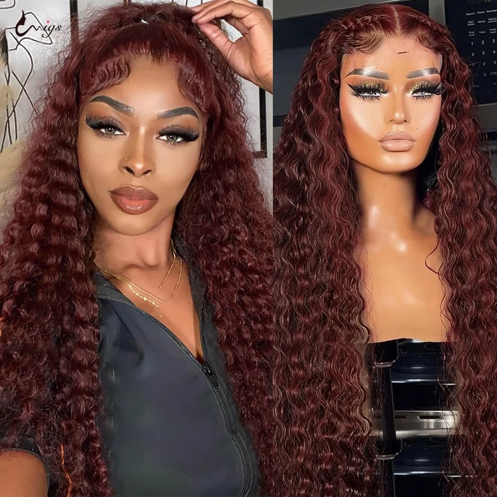 

Uwigs Reddish Brown 13x4 Lace Frontal Wig Deep Wave Wig 13x6 Lace Frontal Wigs Colored Remy 4x4 Lace Closure Human Hair Wigs