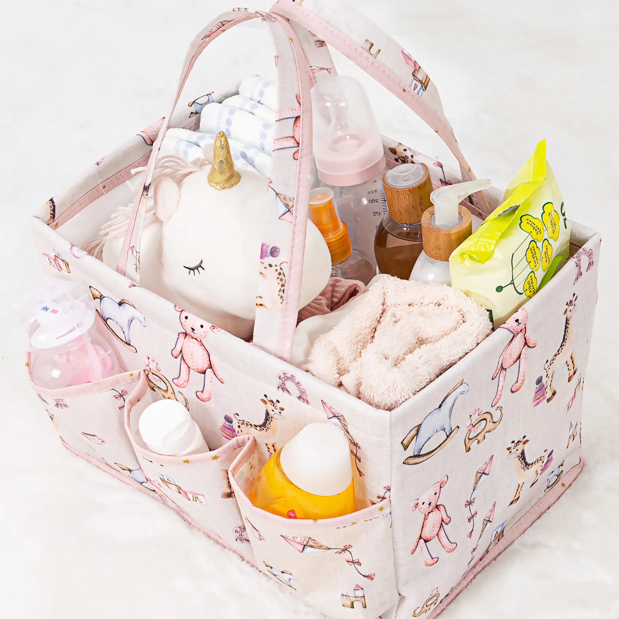 Bolso de mano para pañales de bebé, accesorio para cochecito, organizador de pañales para recién nacido, impermeable, con temática de oso, almacenamiento de pañales para mamá