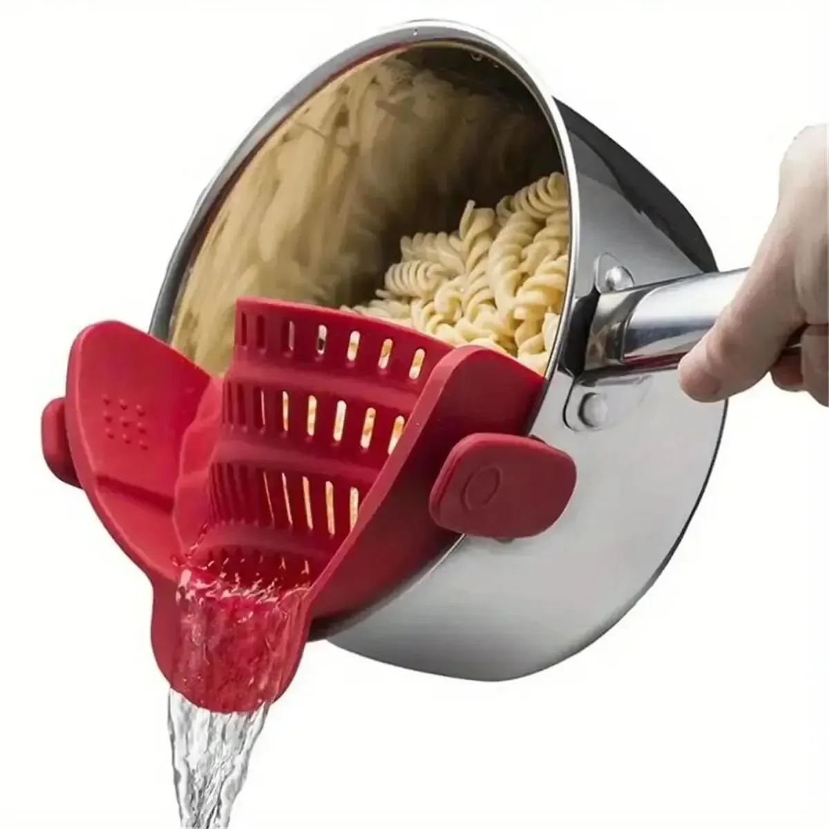 Silicone Clip-On Strainer, Adjustable Pot Colander for Pasta & Noodles, Heat-Resistant Kitchen Drain Basket image 3