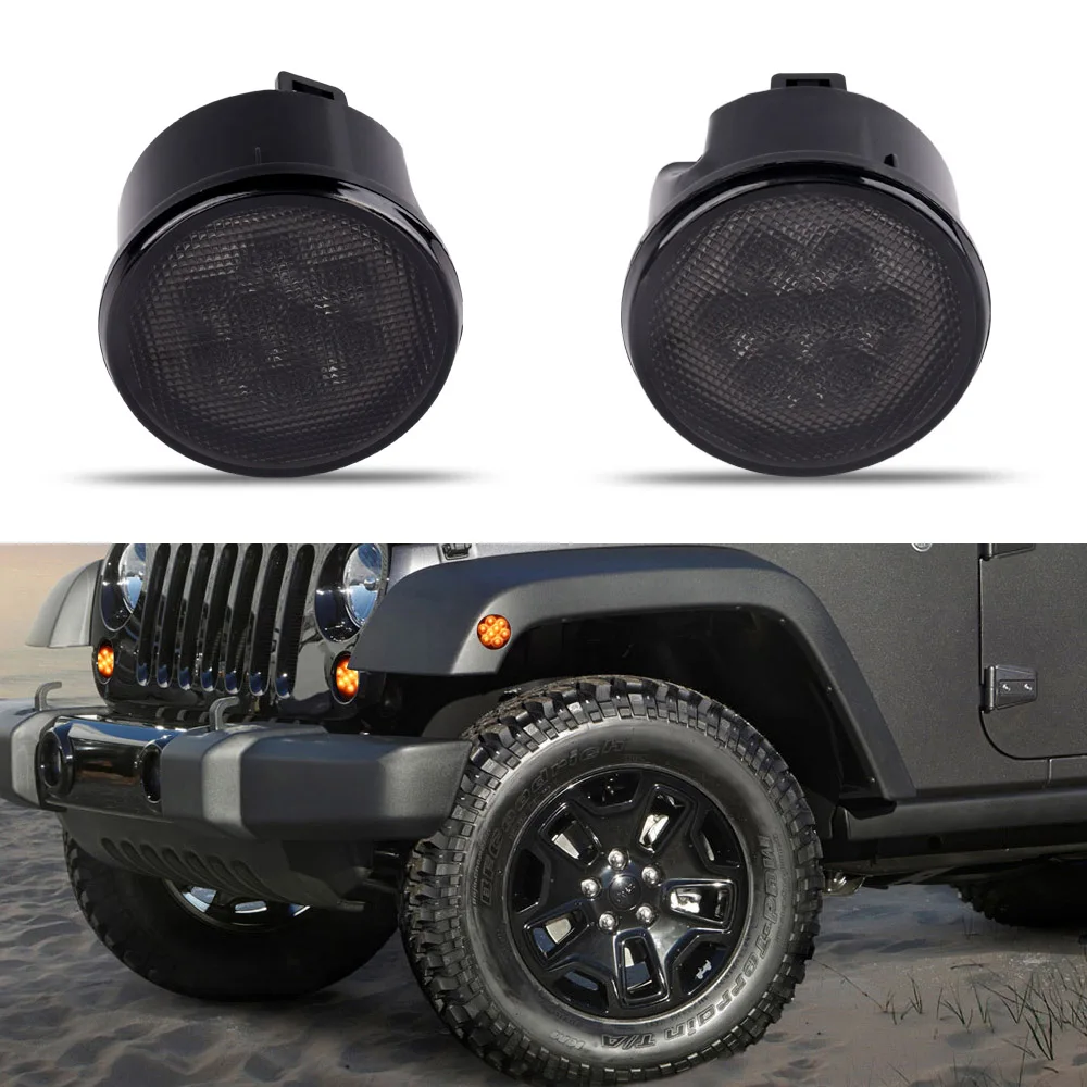 

2PCS LED Car Mid-grid Light Amber Lighting For Car Jeep Wrangler 2007-2018, Waterproof Amber Front Fender Light