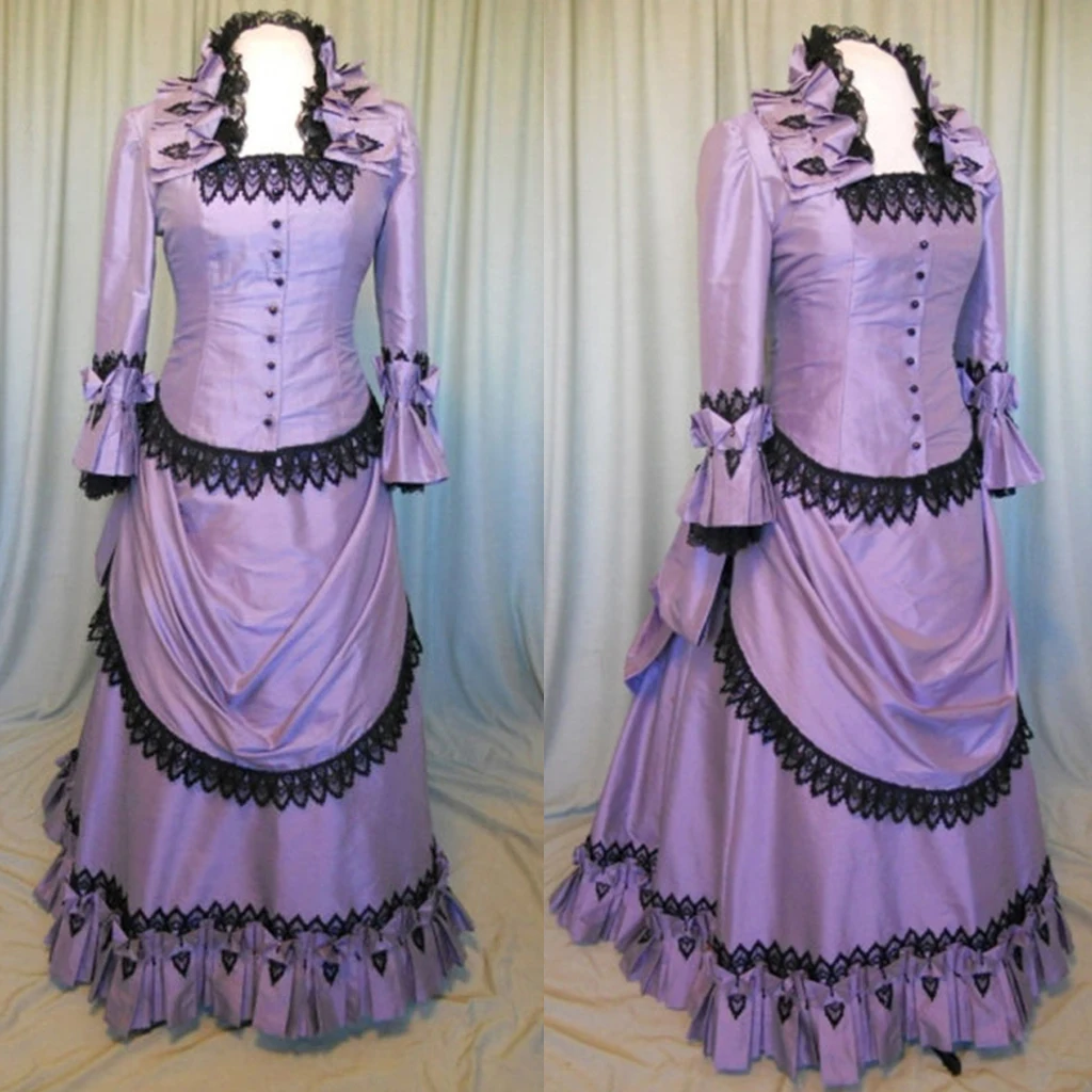 

victorian purple bustle ball dress Colonial Georgian Renaissance Gothic Historical dress Women's Walking Dress Purple dress