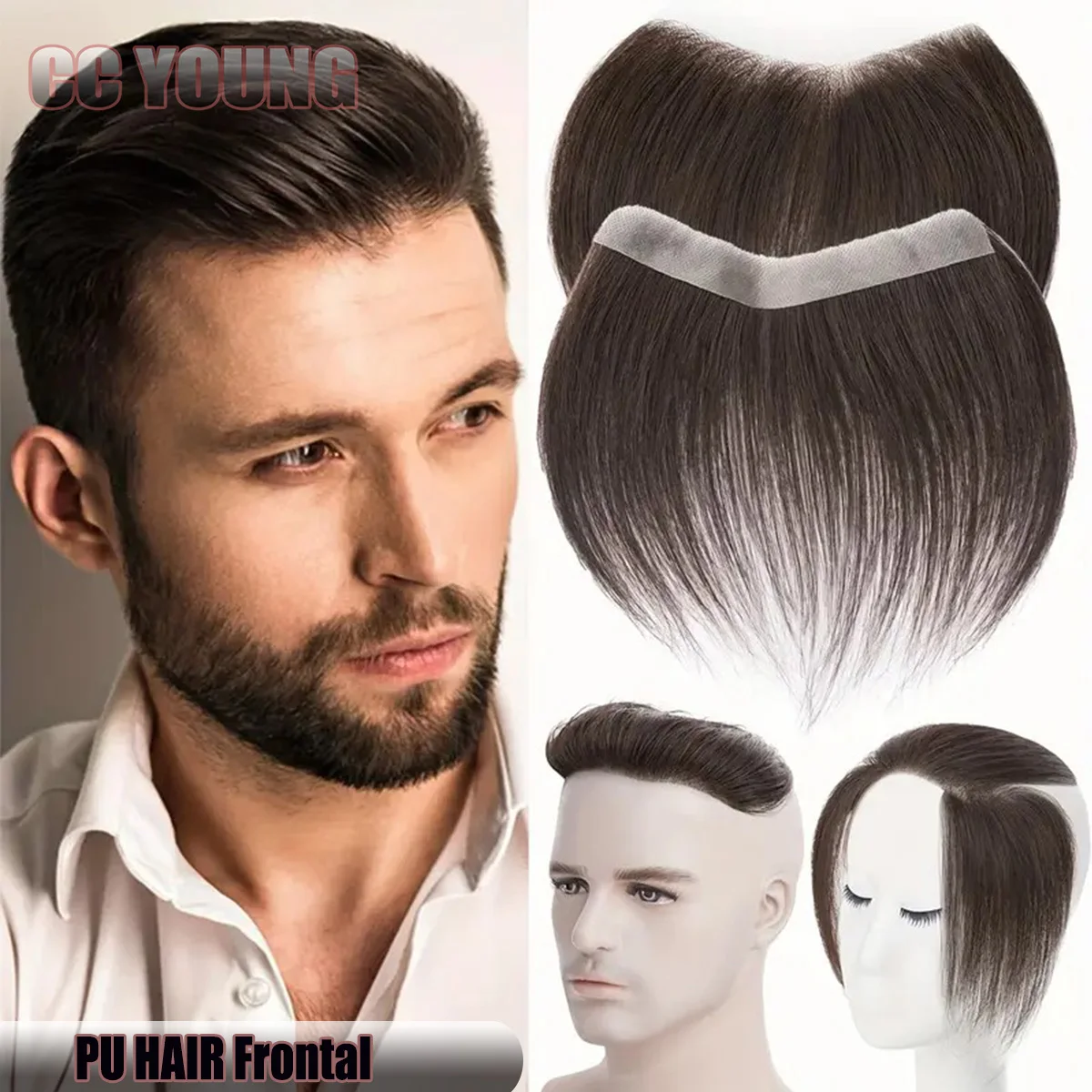 

6-дюймовый бесшовный топпер для волос, естественная замена бахромы на лбу и линии роста волос, клейкие наращивание волос с невидимыми краями