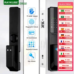 RAYKUBE V1 TT Lock BLE Full-auto Advanced Electronic Fingerprint Smart Door Lock With TT Lock APP/NFC/ICCard/Password/Key Unlock