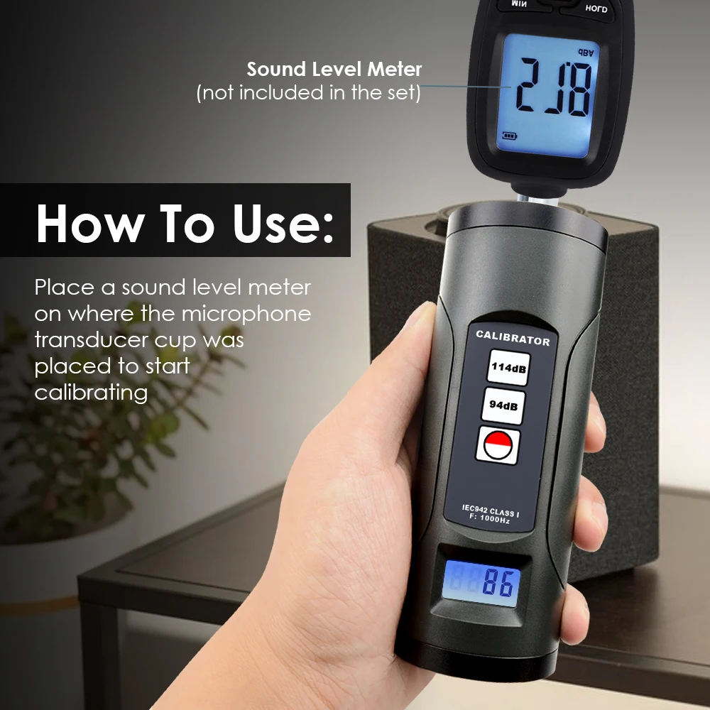 Digital Sound Level Meter Calibrator 94dB & 114dB Best For 1/2 Inches And 1 Inch Microphone Sonometer Noise Decibel Tester