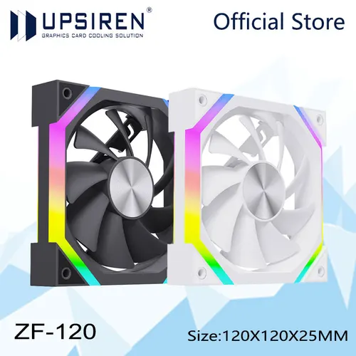 UPSIREN ZF-120 Ventilador para chasis de computadora 12 cm ARGB 4 pines PWM Ventilador de enfriamiento silencioso 12 V Gran volumen de aire 45 CFM/600-1500 RPM