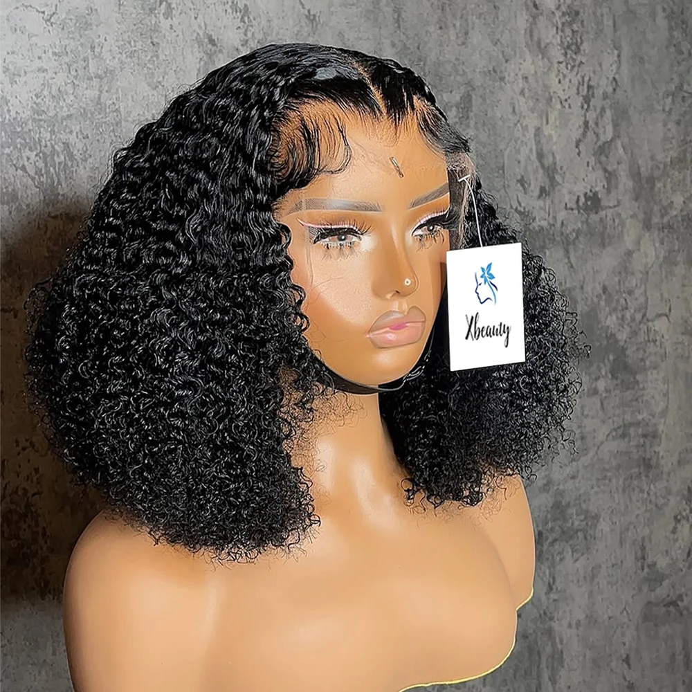 Deep Wave Curly Bob Glueless 13x4 HD Lace Front Wig Short Bob Lace Wig Human Hair 4x4 Lace Closure Wig for Women 250% Baby Hair