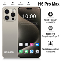 I16 Pro Max Smartphone 6.8 inch Full Screen 4G5G Original Mobile Phones Deals Cell Phone 6800mAh Brand New Phones Global Version