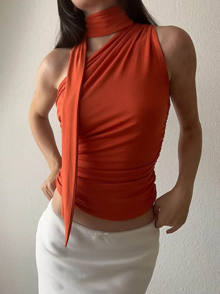 Bez pleców seksowny z odkrytymi ramionami podkoszulka bez pleców kobiet w stylu Vintage Crop Top bez rękawów Y2K Clothes Club w stylu Casual, letnia kobiet 2024 — zdjęcie 2