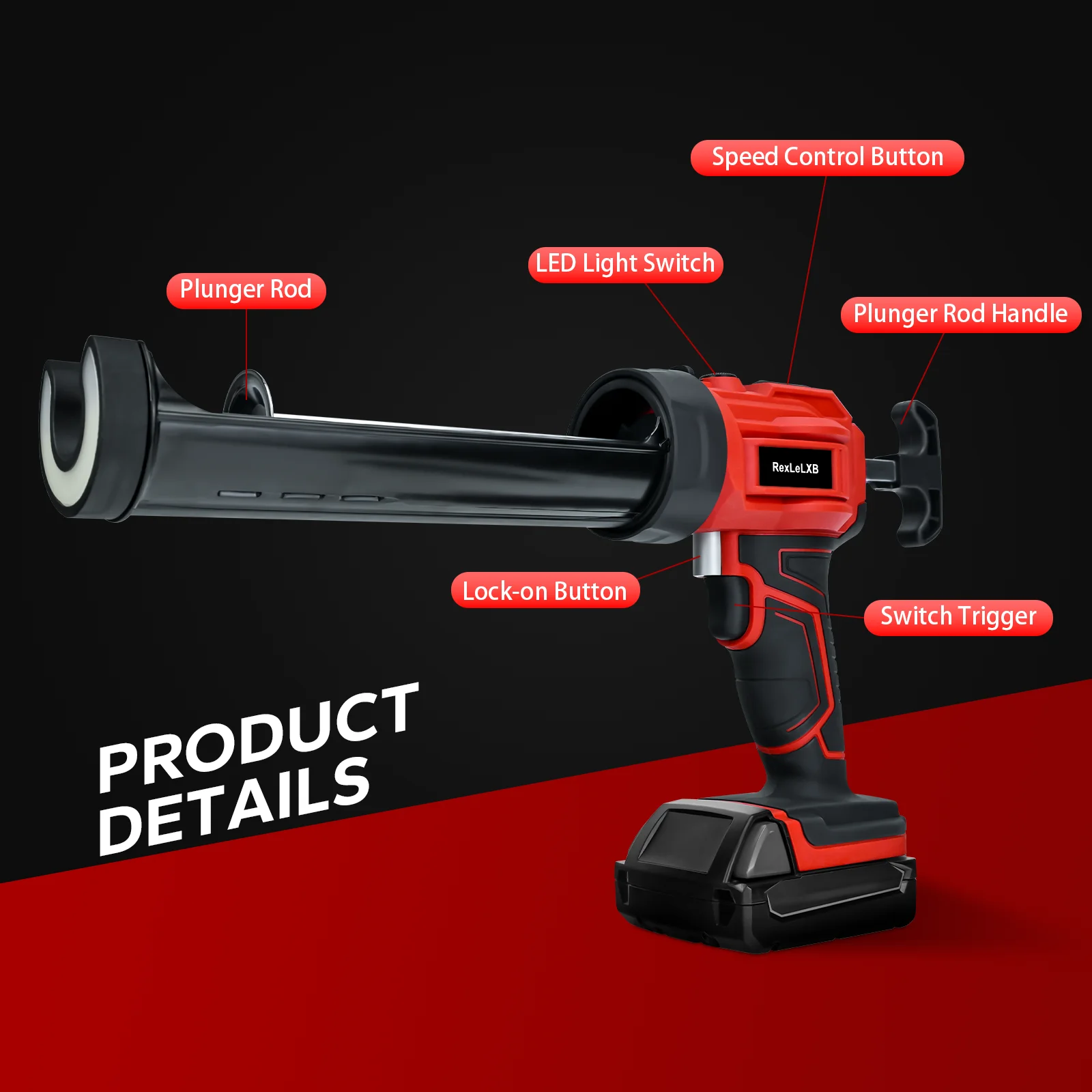 Electric Caulking Gun for Milwaukee 18V Battery Cement Glass Adhesive Glue Seal Sealant Tool Cordless Silicone Gun (No Battery)