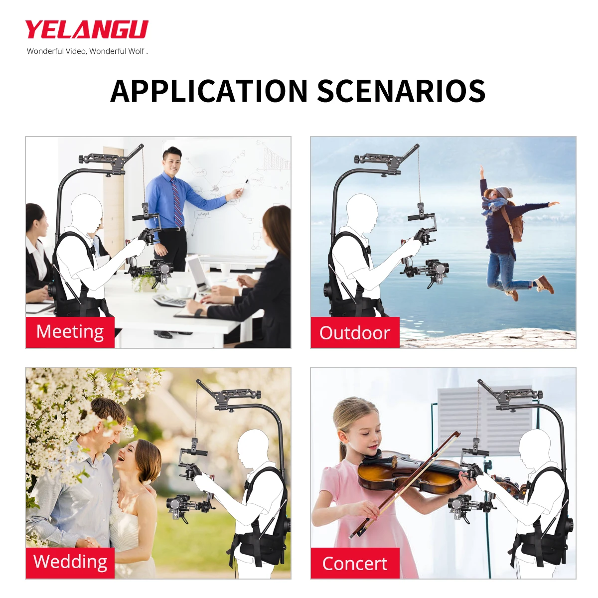 YELANGU Max Loading weight 18kg Easy Bear Rig B1 Steadycam + Secerene a set for 3 Axis Gimbal Handheld Stabilizer