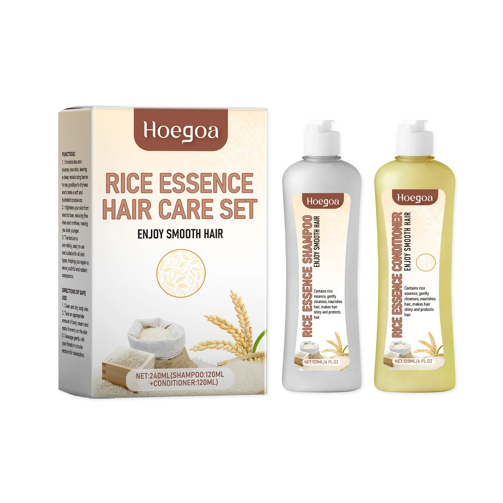 240ml Hoegoa Wash Care Set Deep Nourishment Improve Dryness Crack Clean Dirt Oil Control Natural Moisturize Smooth Shampoo Set