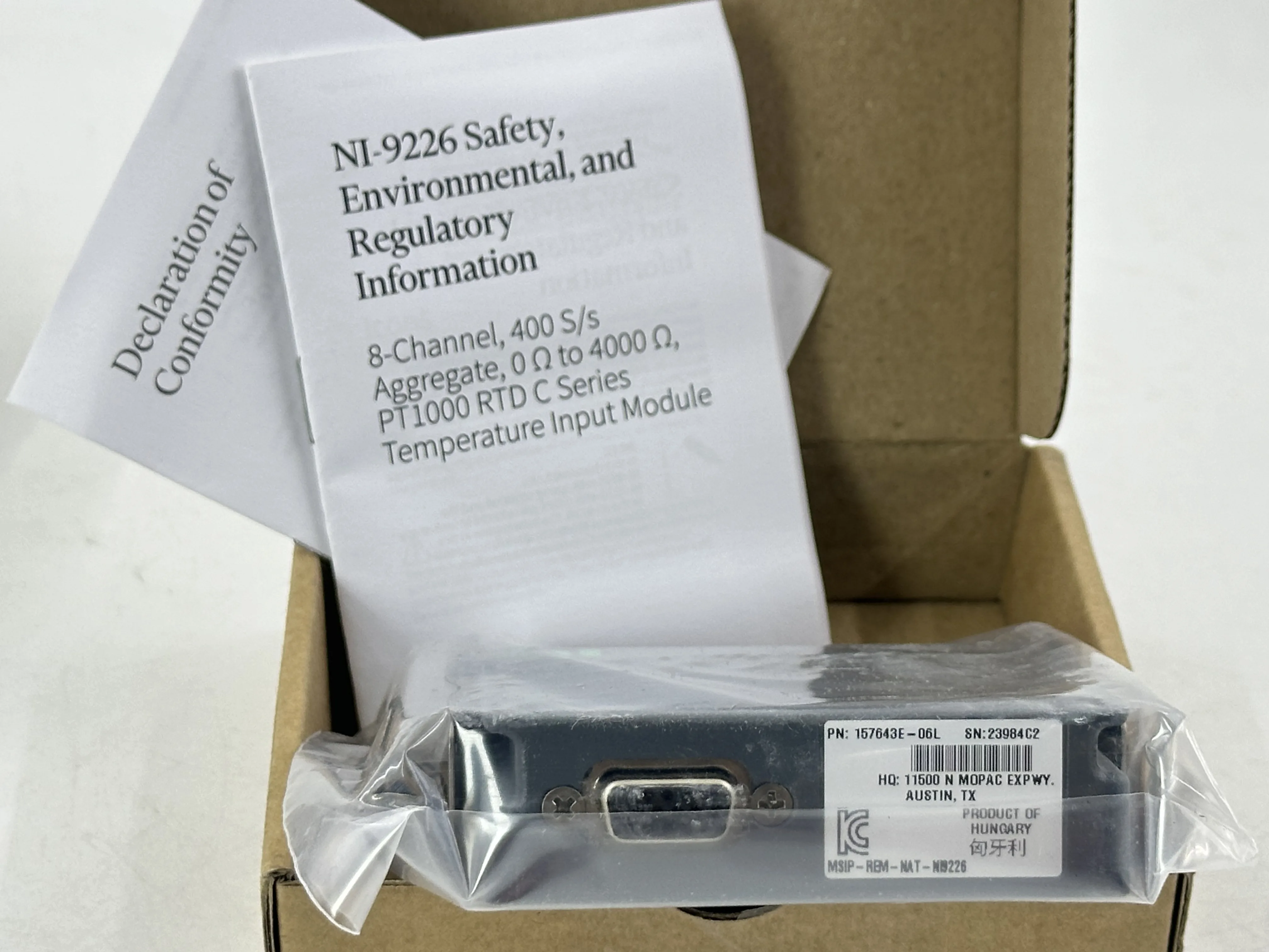 National Instruments NI-9226 24Bit High Precision Industrial Temp DAQ Card