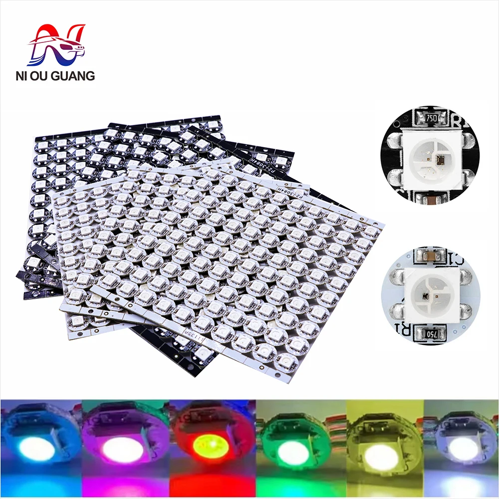 

WS2812B 4-Pin RGB LED Chip 5050 SMD With WS2812 IC Available In Black or White PCB Featuring a Heatsink DC5V Indi 10/50/1000PCS