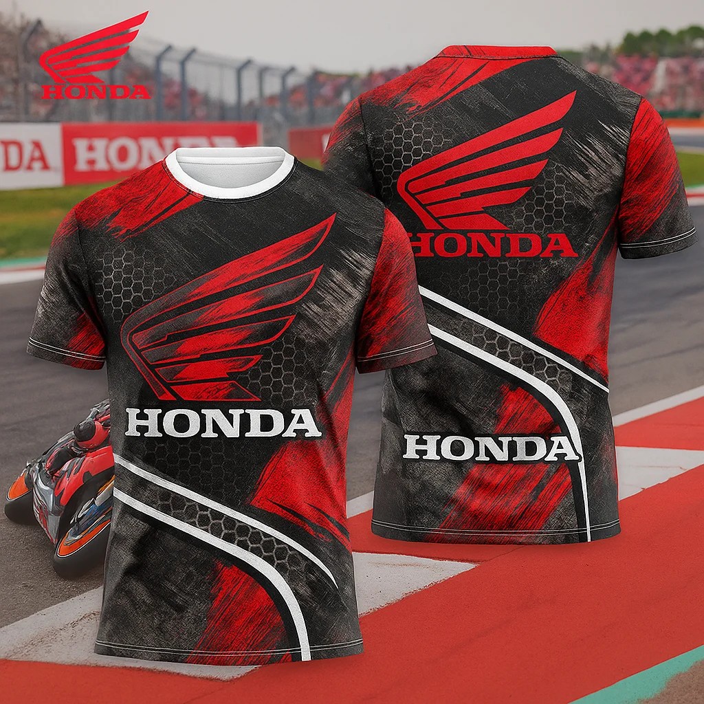

2025 Honda quick-drying breathable motorcycle, racing suit summer men's fashion casual short-sleeved cycling T-shirt