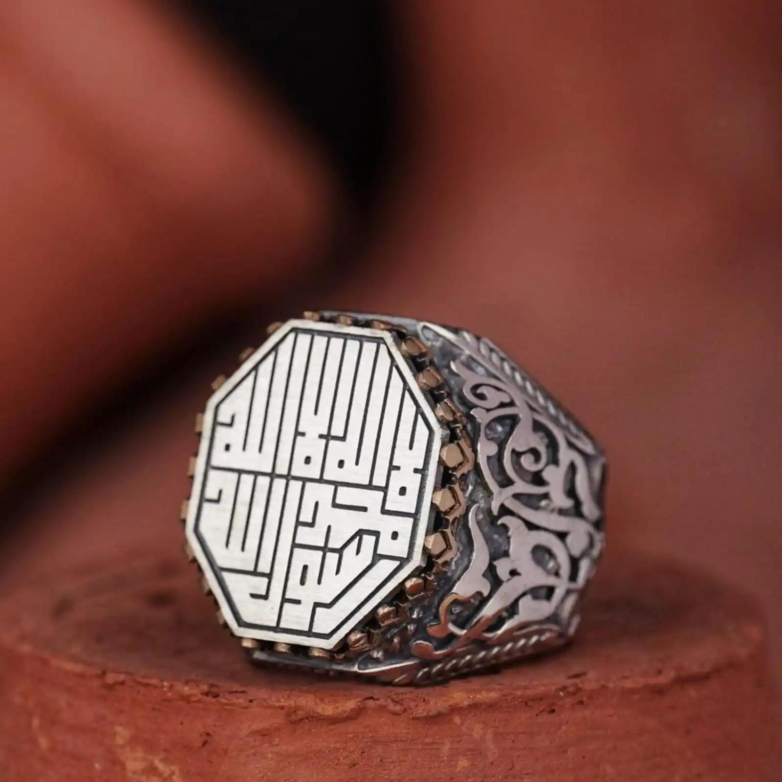 

925 Silver Ivy Ring Featuring Tawhid - Exquisite Islamic Calligraphy in Arabic - HANDMADE JEWELRY - GIFT FOR HIM