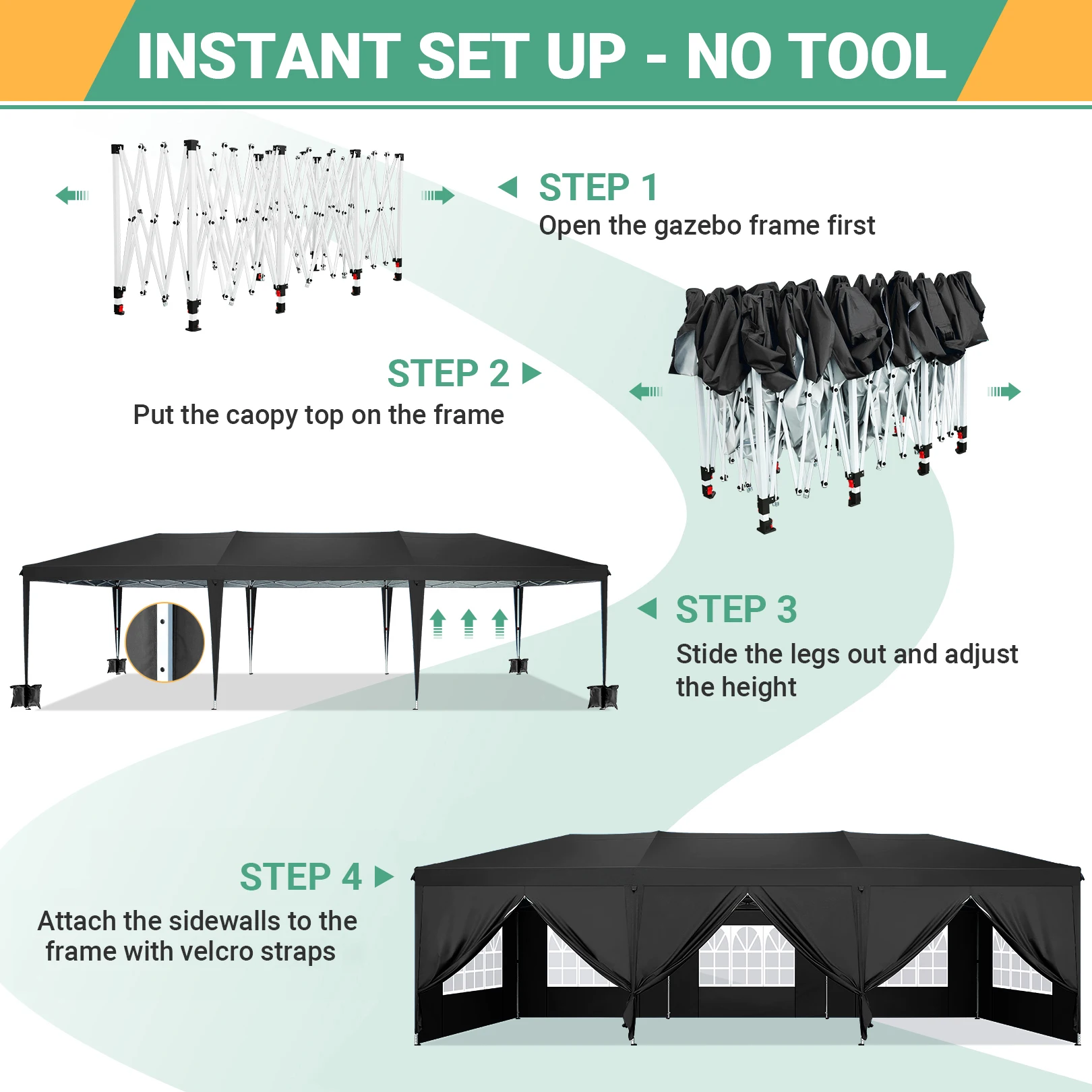 Tenda Pop Up 10x30 pés com 8 p - Gazebo Pop Up avaliação e preço