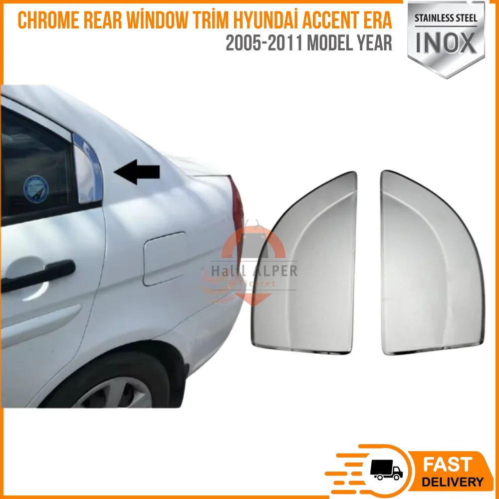 

For Chrome Rear Window Trim Hyundai Accent Era Era Models Exterior Access For Automobile 2005-2011 Model Year Stainless Year