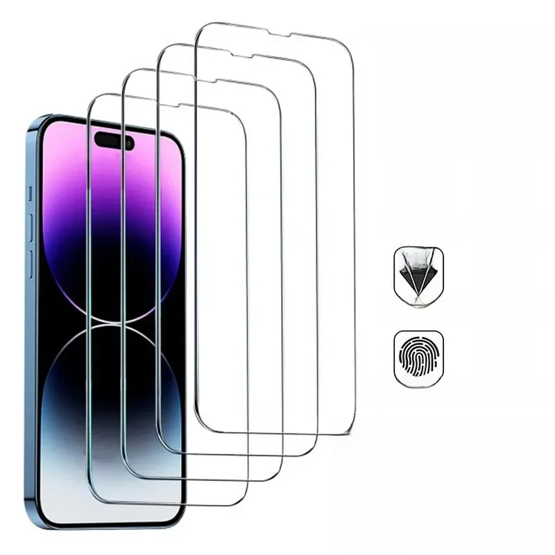 4 pçs vidro temperado para iphone 14 pro max 14 plus 14pro protetor de tela para iphone 13 16 15 12
