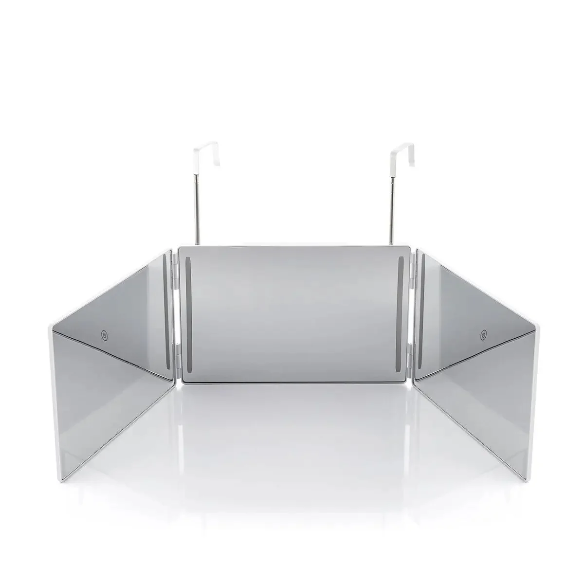 InnovaGoods Espejo Maquillaje con luz, Espejo con visión 360º Espejo baño con luz Led Interruptor con Sensor táctil, Espejo baño con diseño Plegable y Altura Adaptable.