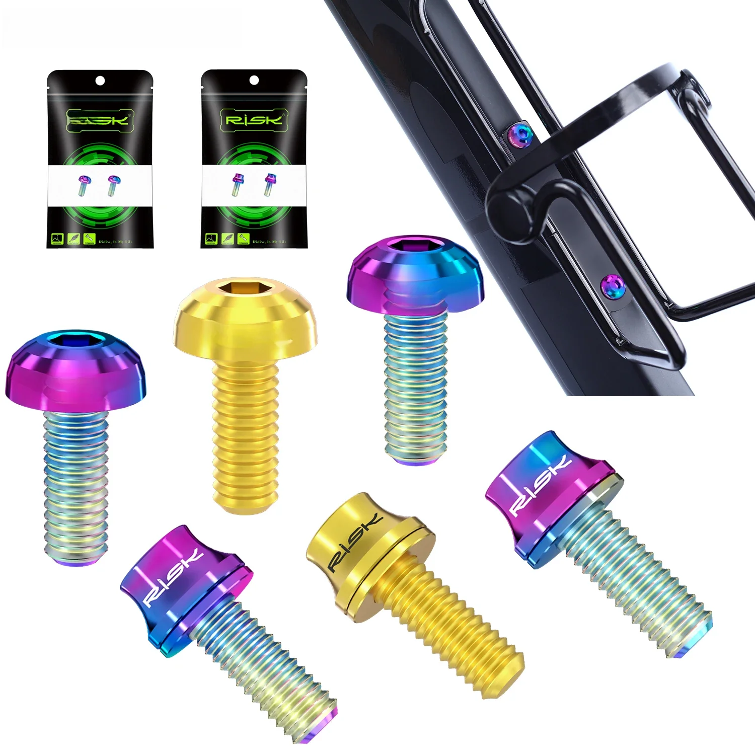 AliExpress RISK M5x12 Bicycle Water Bottle Cage Fixing Bolts Titanium Road Mountain Bike Water Holder Screws