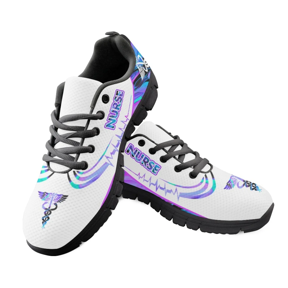 INSTANTARTS Gradient Paramedic EMT EMS Pattern Lace-up Flat Shoes Women's Casual Sneakers Outdoor Walking Shoes Sport Tennis Hot