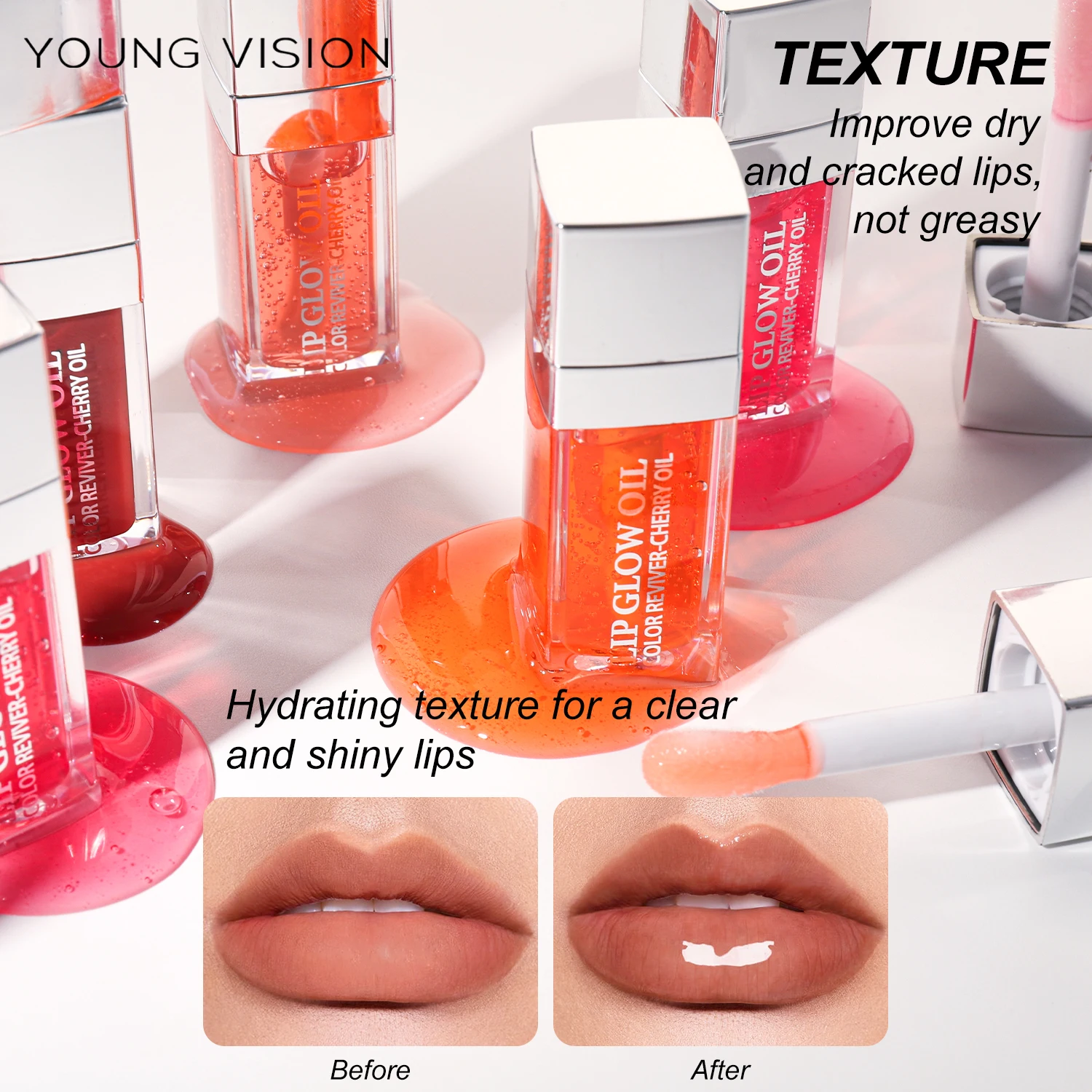 YOUNG VISION Lip Moisturizing Oil 5 Colors Available Dudu Lip Color Water Mist Lip Gel Moisturizing and Moisturizing Lip Color