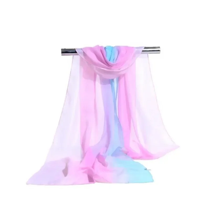 160*50cm nowa moda kobieta kolor gradientu szyfonowa szalik dziki szal ochrony przeciwsłonecznej kwiat kwiatowy dziewczyna szalik szaliki — zdjęcie 2