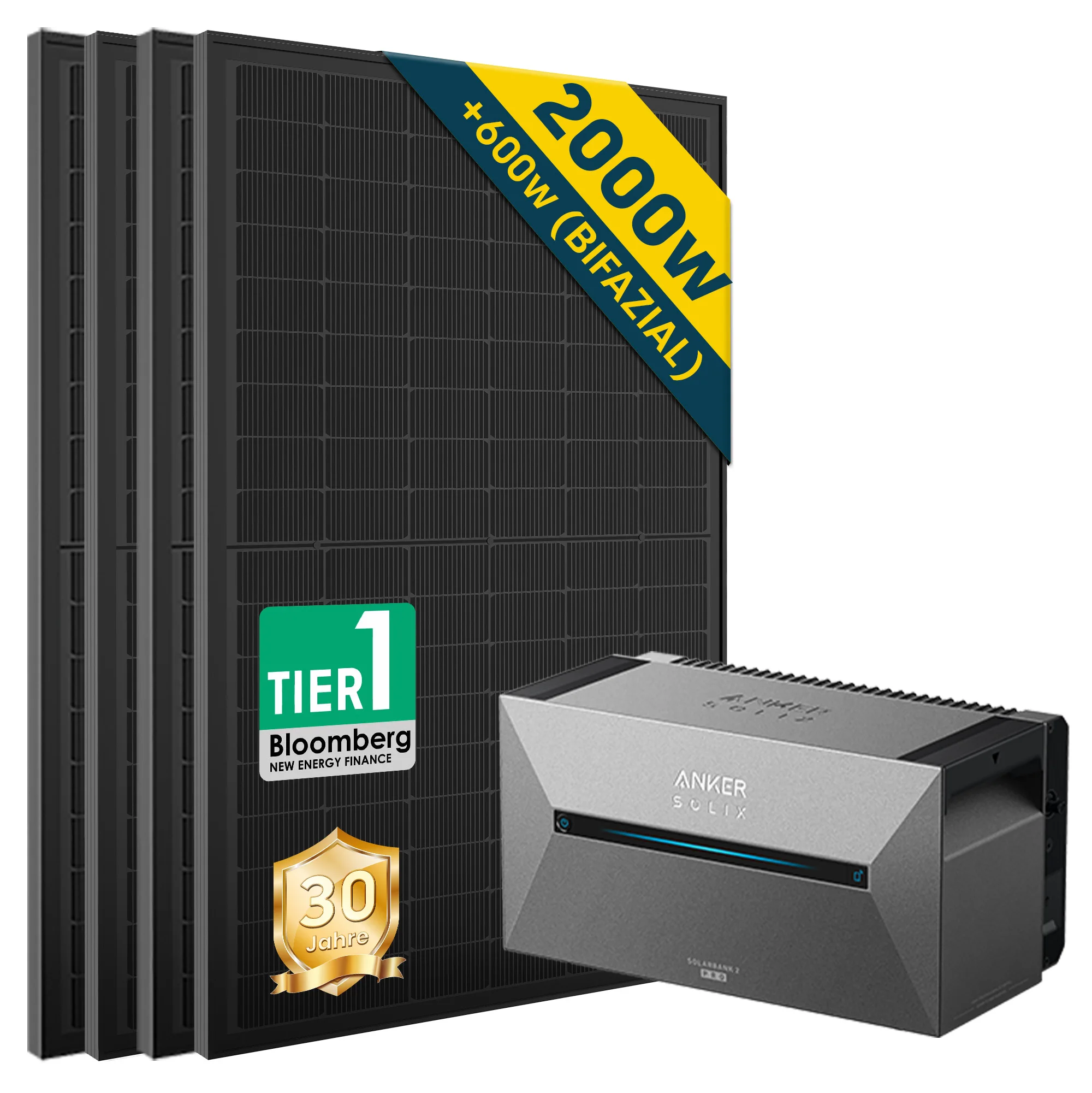 Anker Solix Solarbank E1600 Pro 2 with 1.6Kwh, 2000W Balkonkraftwerk Komplettset
