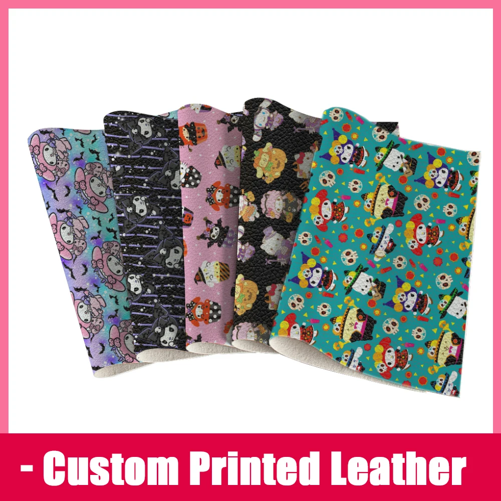 Custom Cartoon Series Printed Leather For Bags Bows Shoes