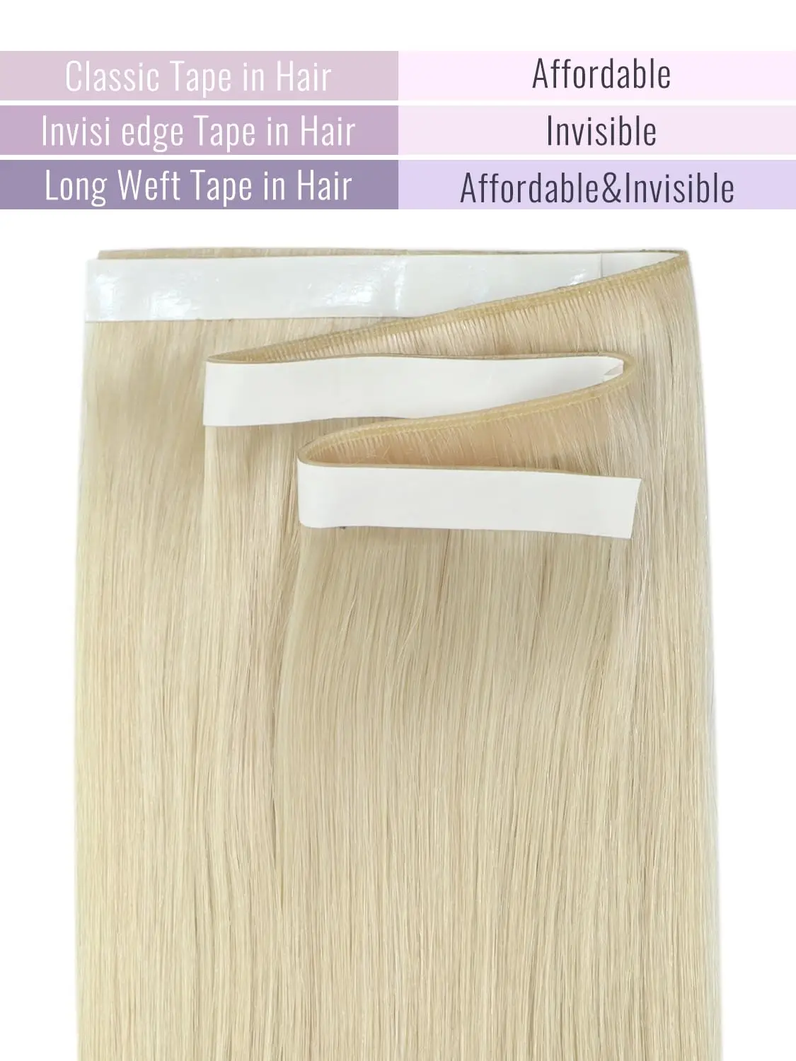 Moresoo Tape in Weft Hair Extensions Genius Weft 50G One Piece Long Tape Weft Invisible Skin Wef Human Hair Extensions Natural image 5