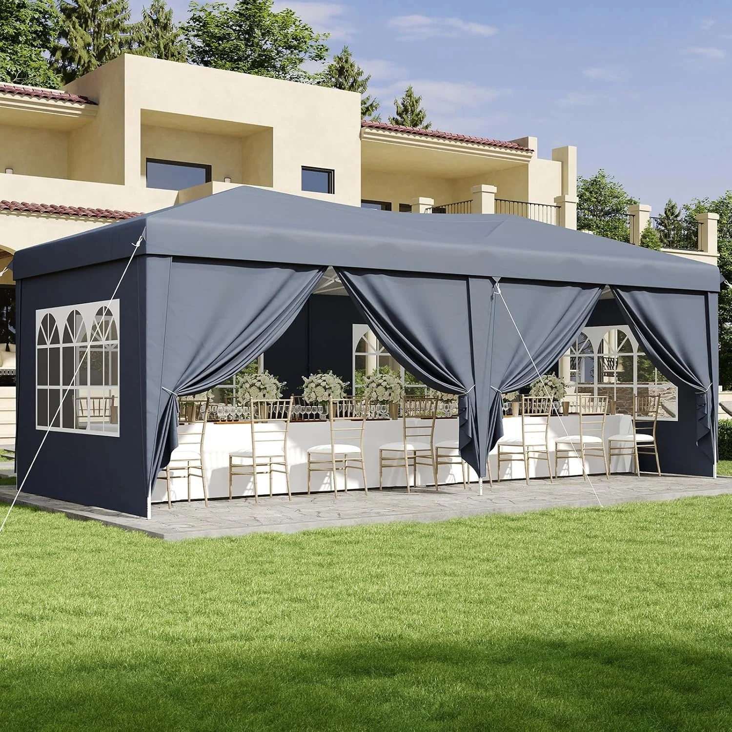 Nordivale 10x20FT Pop Up Gazebo Tent with 6 Sidewalls Waterproof Folding Canopy for Wedding Outdoor Party Commercial Market
