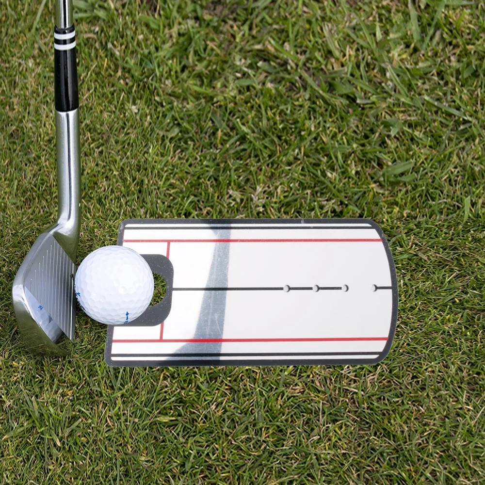 Golf Putting Alignment Mirror with Putting Cup Combo Portable Swing Training Aids Practice Putting Trainer with Hole Cup Set