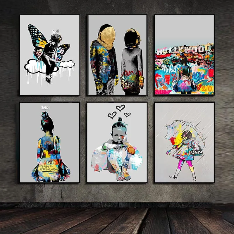 

Modern Simple Posters Canvas Print Pop Graffiti Canvas Painting Girls Boys Pictures Wall Art Mural For Home Decor Kids Room