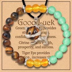 3pcs/set Fashion Jewelry Set for Women, Yellow Tiger Eye Kitten, Good Luck Money Bracelet, Bring Wealth, Income and Prosperity