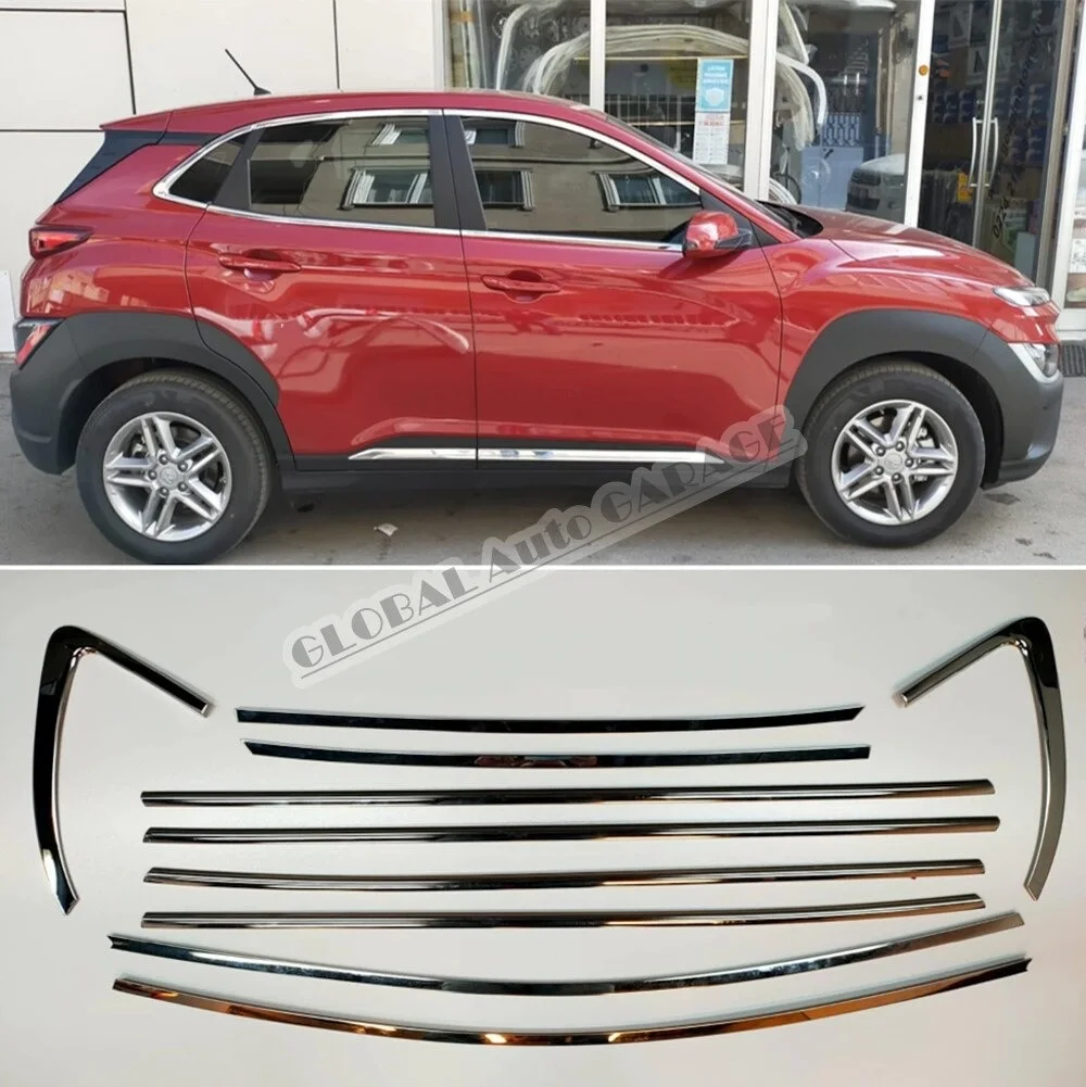 

For Hyundai Kona Chrome Window Moulding Window Frame Framework Auto Accessory Diffüser Spilitter Car-styling Ornament Sport