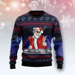Boże narodzenie brzydki sweter z dzianiny święty Mikołaj zwierzę kolorowy tatuaż Retro Unisex 3DPrint śmieszne Harajuku casualowe długie rękawy S