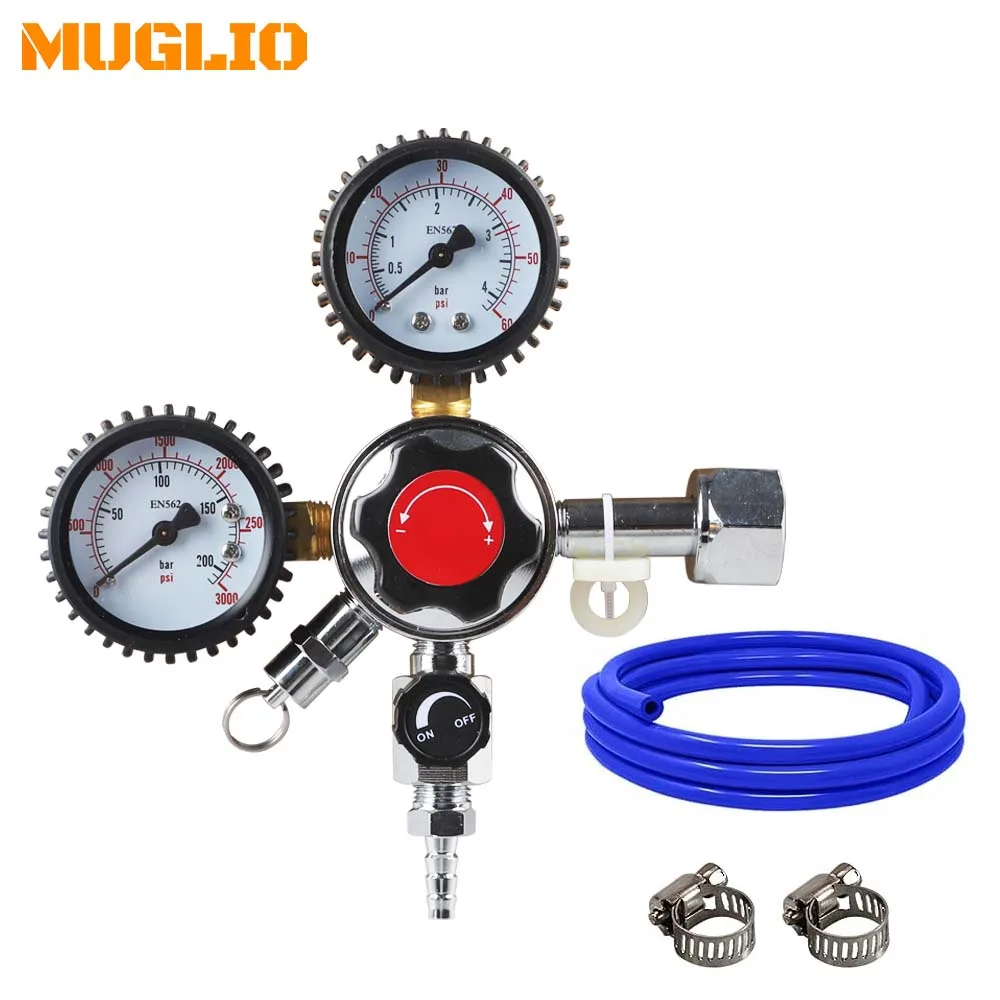 CO2 Draft Beer Regulator Dual Pressure Gauge CGA320 Keg Regulator with 5/16 Gas Line for CO2 Tank Home Brewing Beer Keg