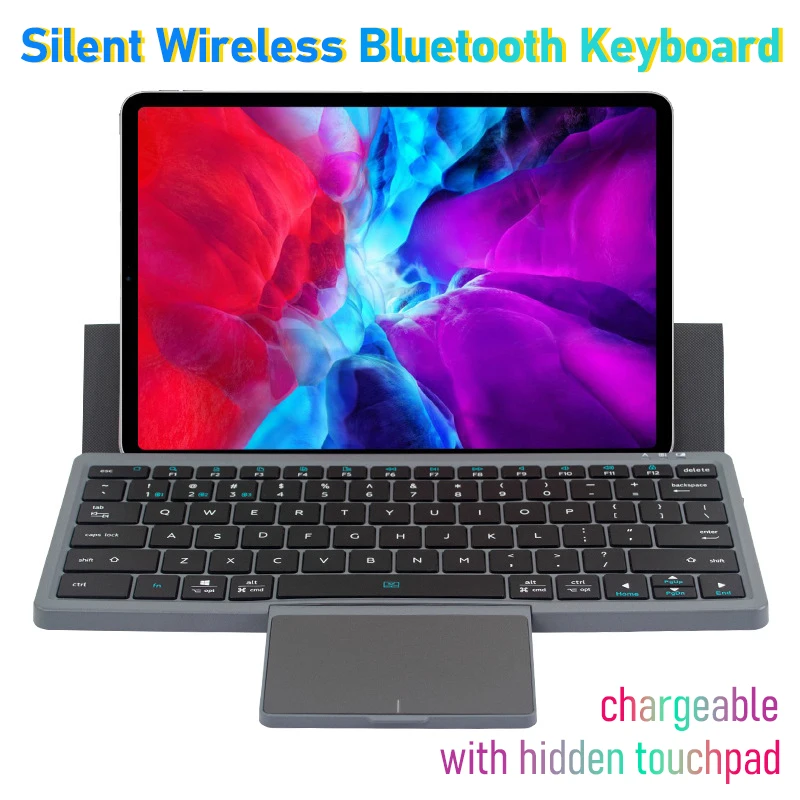 Magnetic Folding Charging Silent Wireless Multi-Bluetooth Keyboard Touchpad Stand for iPad Tablet iPhone Phone PC Accessories