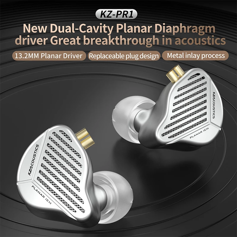 KZ PR1 New Dual-Cavity 13.2 Planar Diaphragm Driver In-Ear Monitors Earphone IEM with Microphone Music HiFi