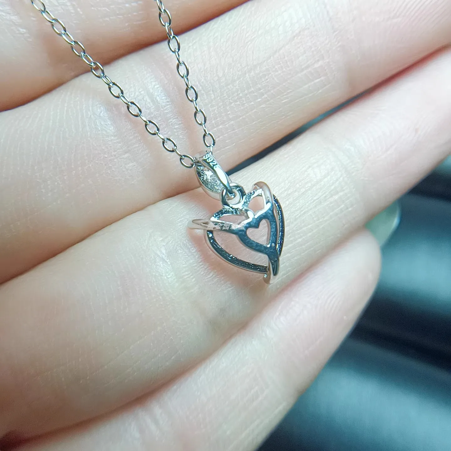 

Simplified S925 sterling silver pendant heart-shaped frame empty holder gold and silver rose 3-color handmade