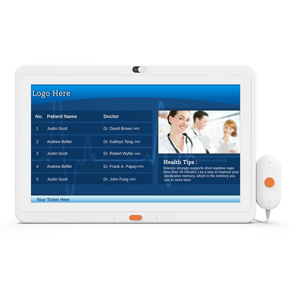 Tablet PC Android 11 Healthcare de 15,6" com WiFi, RJ45, PoE, câmera de privacidade, função SOS e compatibilidade com montagem VESA