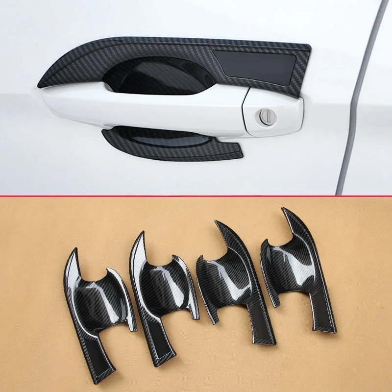 Carbon Fiber Car Exterior Door Handle Bowl Covers Protector For Mitsubishi Eclipse Cross 2018 2019 2020 2021 2022 2023 2024